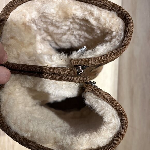Ugg Womens Classic Boots Slippers Booties Mid Calf Side Zipper Size 7 Chestnut - Picture 10 of 11